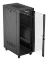 Szafa instalacyjna rack stojąca 19" 32U 600x1000 czarna drzwi przeszklone LCD Lanberg (flat pack) - 2901266