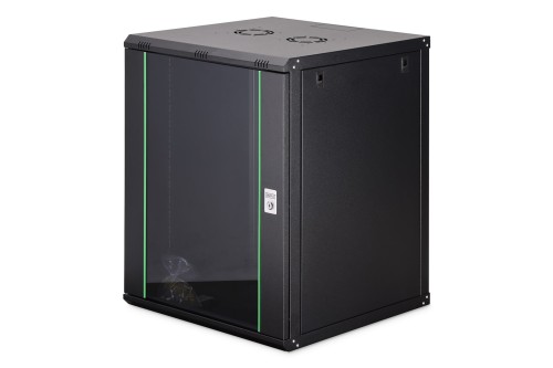 Szafa sieciowa wisząca DYNAmic 19" 16U rack 600x600, drzwi szyba, czarny, niedzielona, złożona, 60kg - 2765500