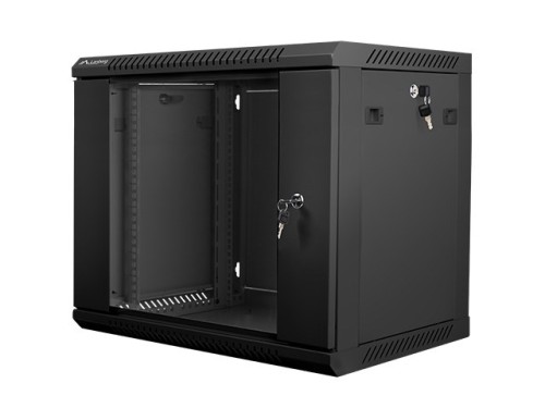 Lanberg szafa instalacyjna wisząca 19'' 9U 600x450mm czarna (drzwi szklane) - 2901523