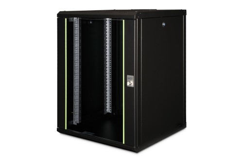 Szafa sieciowa wisząca Unique 19" 16U rack 600x600, drzwi szyba, czarny, niedzielona, złożona, 100kg - 2799289