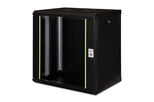 Szafa sieciowa wisząca Unique 19" 12U rack 600x450, drzwi szyba, czarny, niedzielona, złożona, 100kg - 2799296