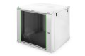 Szafa sieciowa wisząca DYNAmic 19" 9U rack 600x600, drzwi szyba, szary, niedzielona, złożona, 60kg - 2734985