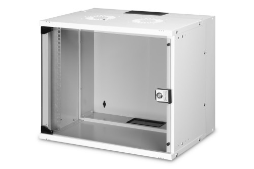 Szafa sieciowa wisząca 19" 9U, SOHO PRO 460 x 540 x 400 mm, drzwi szyba, szary, niezłożona, 60kg - 1930894