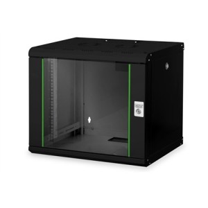 Digitus Szafa sieciowa wisząca Unique 19" 9U rack 600x450, drzwi szyba, czarny, niedzielona, złożona, 100kg