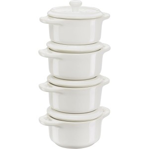 Staub Mini Cocotte Okrągły, 4 szt. - 200 ml, Kość słoniowa
