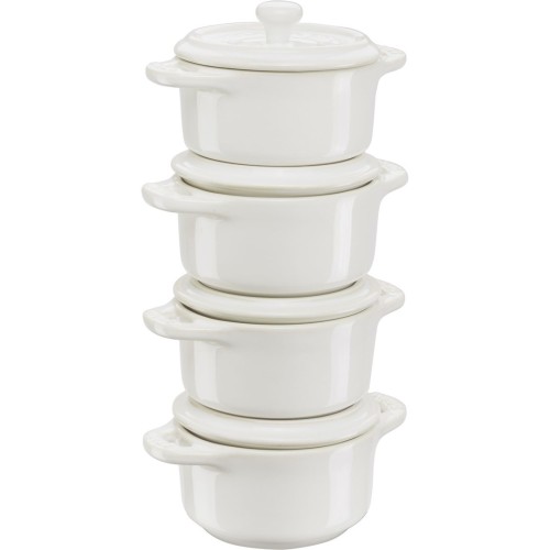 Staub Mini Cocotte Okrągły, 4 szt. - 200 ml, Kość słoniowa - 2905828