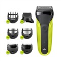 Golarka elektryczna Braun Series 3 Shave&Style 300BT, maszynka do golenia dla mężczyzn, Volt zielony, golarka foliowa, zielony, przyciski, LED, ładowanie, zasilanie, AC/Bateria - 2905883