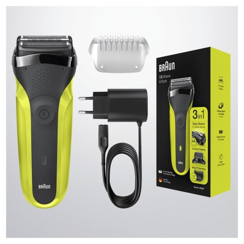 Golarka elektryczna Braun Series 3 Shave&Style 300BT, maszynka do golenia dla mężczyzn, Volt zielony, golarka foliowa, zielony, przyciski, LED, ładowanie, zasilanie, AC/Bateria - 2905883
