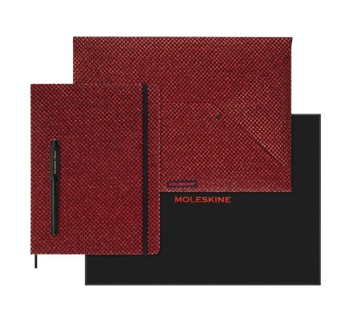 Moleskine Zestaw Shine, niedatowany planer, teczka na dokumenty oraz pióro wieczne Kaweco, metaliczny czerwony. - 2909279