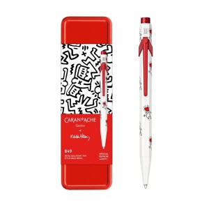 Caran d’Ache Długopis szwajcarski 849 Keith Haring, kolor biały w metalowym pudełku