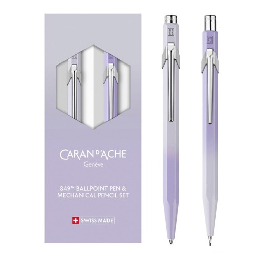 Caran d’Ache Zestaw Długopis szwajcarski 849 i ołówek mechaniczny 844, Blooming Lavender, kolor lawenda . - 2909699
