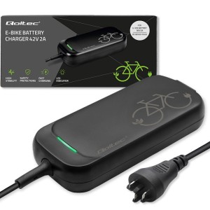 Qoltec Szybka Ładowarka Pro do roweru elektrycznego Bosch 36V | 42V | 2A | Bosch plug | wodoodporna +kabel zasilający
