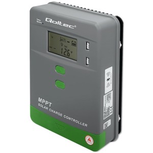 Qoltec Solarny regulator ładowania MPPT z czujnikiem temperatury 10A |12V / 24V | LCD | 2 x USB | Bluetooth | APP | GEL | LiFePO4
