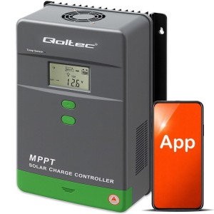 Qoltec Solarny regulator ładowania MPPT z czujnikiem temperatury 80A |12V / 24V / 36V / 48V | LCD | Bluetooth | APP | GEL | LiFePO4