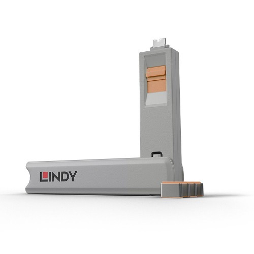 Lindy 40428 bloker portów Klucz blokady portu USB Type-C Szary, Pomarańczowy 4 szt. - 2926478