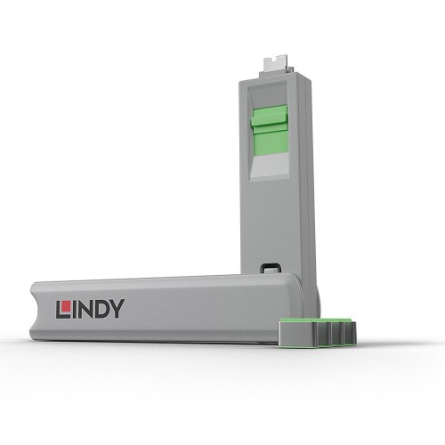 Lindy 40426 bloker portów Blokada portu + klucz USB Type-C Zielony 5 szt. - 2926522