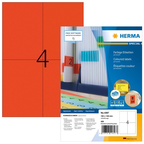 HERMA 4397 etykiet do nadruku Czerwony Samoprzylepne etykiety do drukowania - 2944387