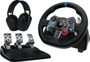 Logitech G 991-000539 kontroler gier Aluminium, Czarny USB Kierownica + pedały + zestaw słuchawkowy PC, PlayStation 4, PlayStation 5, Playstation 3