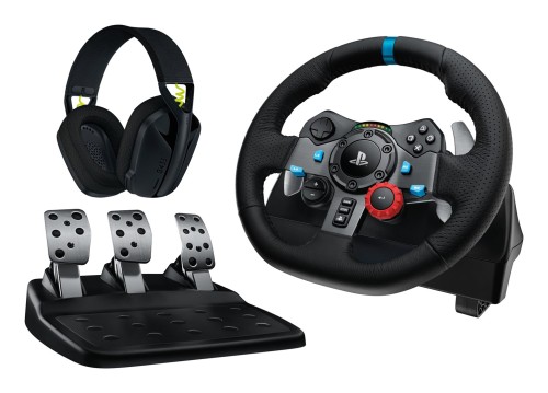 Logitech G 991-000539 kontroler gier Aluminium, Czarny USB Kierownica + pedały + zestaw słuchawkowy PC, PlayStation 4, PlayStation 5, Playstation 3 - 2947334