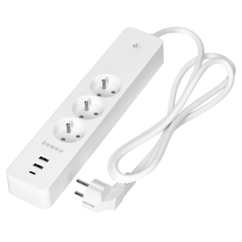 INTELIGENTNA LISTWA ZASILAJĄCA OR-SH-17520/W (3 GNIAZDA + 2 USB + 1 USB-C) 1.8 m ORNO - 2947736