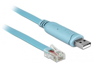 DeLOCK 64185 Przejściówka USB 2.0 Typ-A męska > 1 x Serial RS-232 RJ45 męska 2,0 m niebieska