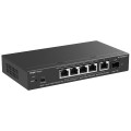 Ruijie Networks RG-ES206MG-P przełącznik sieciowy Zarządzany L2 2.5G Ethernet (100/1000/2500) Obsługa PoE Montaż na biurku/ścianie Czarny - 2948689