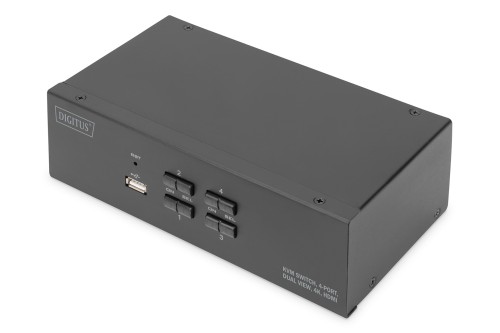 Digitus Przełącznik KVM, 4-portowy, obsługa dwóch monitorów, 4K, HDMI® - 2949616