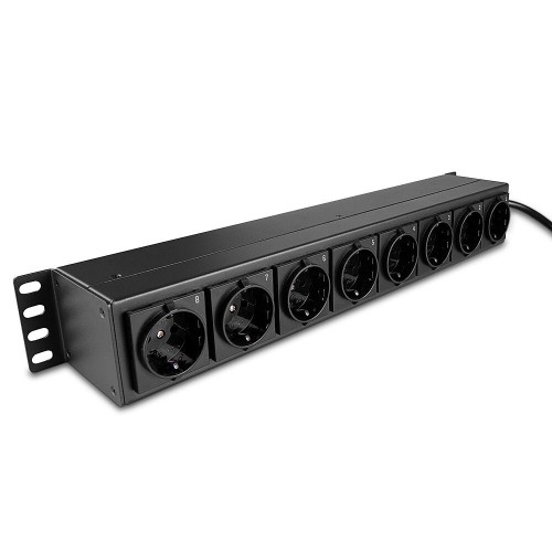 Lindy 73025 rozdzielacz zasilania PDU 8 x gniazdo sieciowe 1.5U Czarny - 2949834