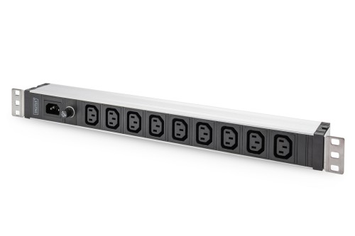 Digitus Listwa zasilająca z profilem aluminiowym, 9 gniazd, wejście IEC C14 - 2949839