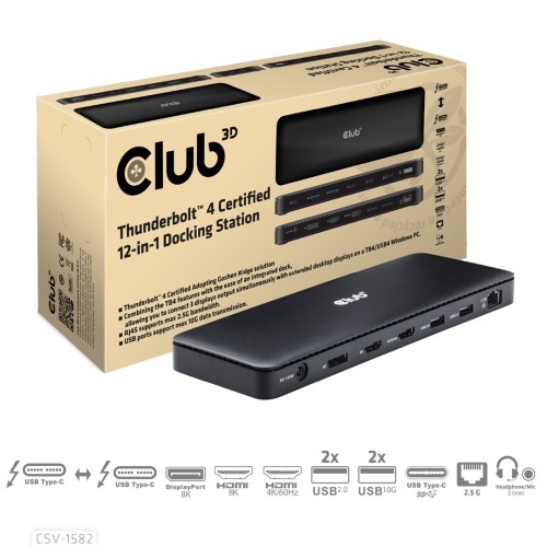 CLUB3D Club 3D, Dockingstation TB4 12 in 1 - 2950419