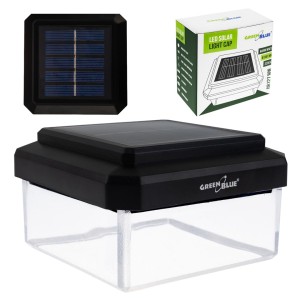 GREENBLUE LAMPA SOLARNA LED NA SŁUPEK, 80X80MM, DASZEK KOPERTOWY, 3200K GB127 WW