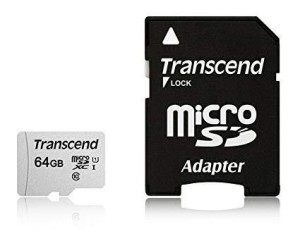 SD microSD Card  64GB Transcend SDXC USD300S-A w/Adapter