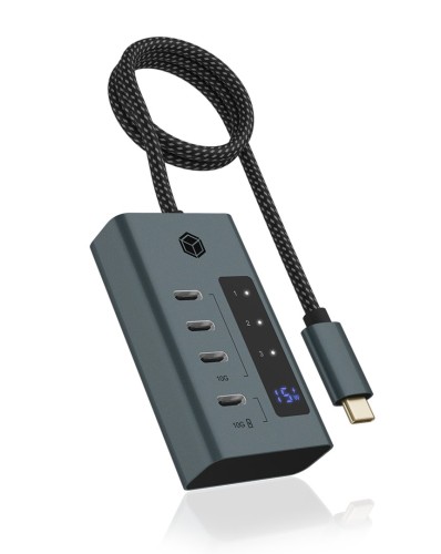 ICY BOX IB-HUB1454-C31 USB 3.2 Gen 1 (3.1 Gen 1) Type-C 10000 Mbit/s Niebieski, Szary - 2954923