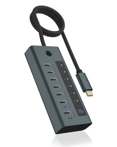 ICY BOX IB-HUB1457-C31 USB 3.2 Gen 1 (3.1 Gen 1) Type-C 10000 Mbit/s Niebieski, Szary - 2954926