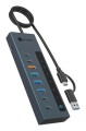 ICY BOX IB-HUB1743-CPD USB 3.2 Gen 2 (3.1 Gen 2) Type-A + Type-C 10000 Mbit/s Niebieski - 2954968