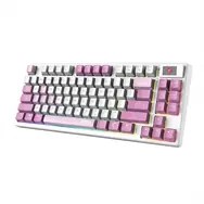 MSI FORGE GK600 TKL WIRELESS VIOLET klawiatura Gaming USB + Bluetooth QWERTY Hiszpański Różowy, Fioletowy, Biały