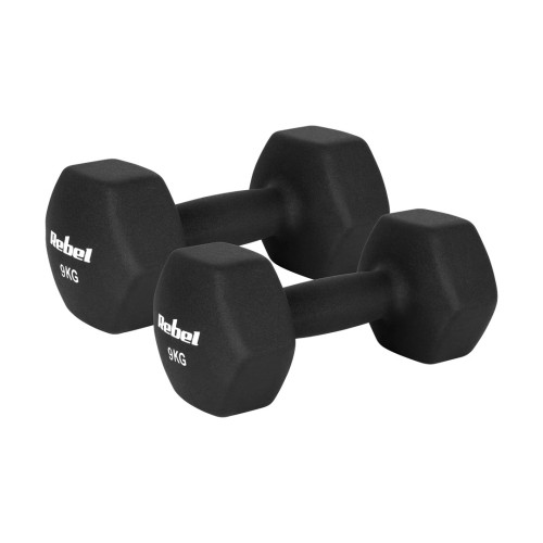 Hantelki żeliwne neoprenowe HEX 2x9kg, REBEL ACTIVE - 2956425