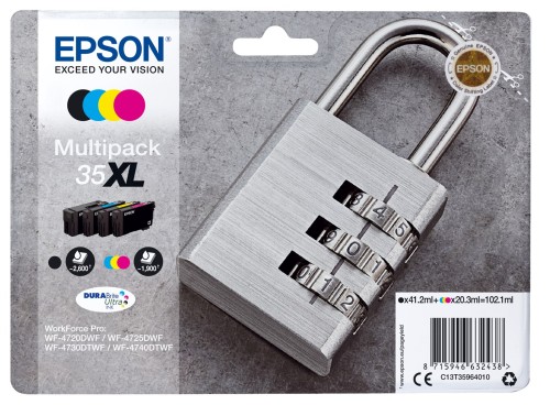 Epson Padlock C13T35964010 nabój z tuszem 1 szt. Oryginalny Wysoka (XL) wydajność Czarny, Cyjan, Purpurowy, Żółty - 2939626