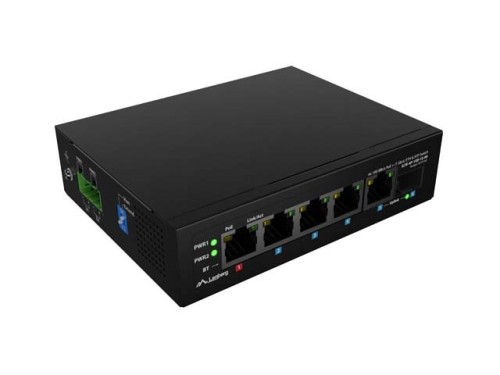 SWITCH LANBERG ILFE-4P-1GE-1S-90 LIGHT INDUSTRIAL POE 1XBT 3XAT SFP+ETH DIN FAST ETHERNET - 2927293