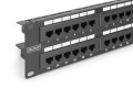Digitus Panel krosowy (patch panel) 19'' 48x RJ45, LSA pion, kat.6, nieekranowany, 2U, czarny, prowadnica kabli, pola opisowe - 2937406