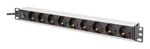 Digitus DN-95437 rozdzielacz zasilania PDU 9 x gniazdo sieciowe 1U Czarny, Srebrny - 2928471
