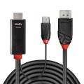 Lindy 41500 adapter kablowy 3 m HDMI + USB Type-A DisplayPort Czarny - 2926400