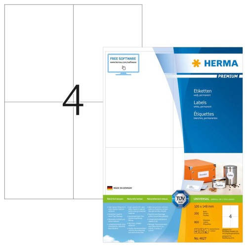 HERMA 4627 samoprzylepne etykiety Prostokąt Na stałe Biały 800 szt. - 2922776