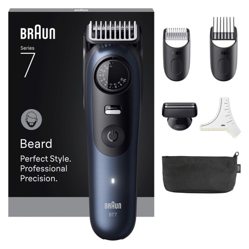 Braun BeardTrimmer 7 BT7520 Bateria 40 2 cm Mokry & Suchy Czarny, Niebieski - 2919046