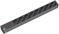 Bachmann 19'' 2m 8x Schuko H05VV-F 3G 1.50mm2 rozgałęziacz 8 x gniazdo sieciowe Czarny - 2928490