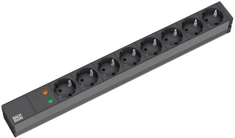 Bachmann 19'' 2m 8x Schuko H05VV-F 3G 1.50mm2 rozgałęziacz 8 x gniazdo sieciowe Czarny - 2928491