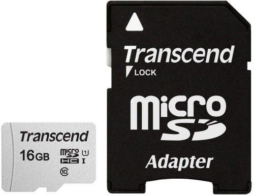 SD microSD Card  16GB Transcend SDHC USD300S-A w/Adapter - 2934475