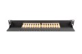 Digitus Panel krosowy (patch panel) 19'' 16x RJ45, LSA poziom, kat.6, ekranowany, 1U, czarny, prowadnica kabli - 2937463