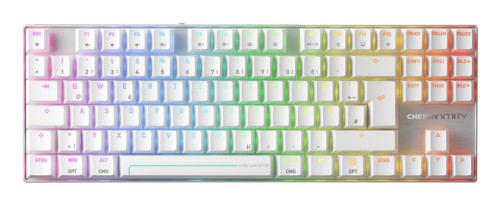 CHERRY MX 8.2 Pro TMR Wireless klawiatura Gaming USB + RF Wireless + Bluetooth QWERTZ Niemiecki Srebrny, Biały - 2934675