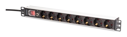Digitus DN-95436 rozdzielacz zasilania PDU 8 x gniazdo sieciowe 1U Czarny, Srebrny - 2928497